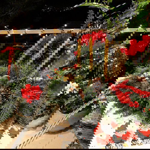 A Mix of Reg and Green in balcony decor