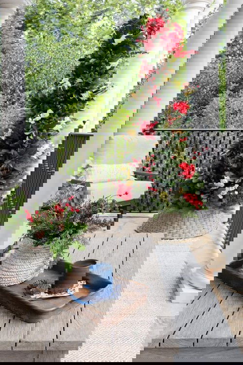 Woven Planter Christmas Tree in balcony