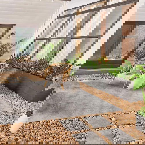 Pebbles Surrounding the Patio